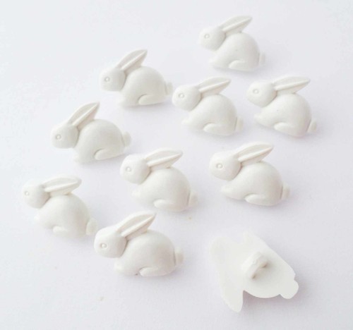 White bunny rabbit buttons - white,