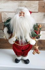 Free Standing Christmas Santa 38 Cm With Sack, Presents, Bells, Teddy