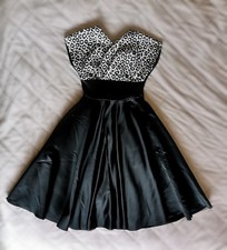 Vivien of Holloway Grace 1950s Circle Dress Black White Leopard Print UK 8 / 10