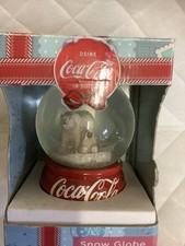 Coca Cola Christmas Holidays Polar Bear & Baby Snow Globe In Original Box Vintag