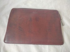 Knomo Leather iPad / Tablet Zipped Case Sleeve Luxury Brown Leather Grain