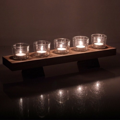 Candle holder wooden - holder, tray