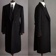 Military Black Wool Overcoat