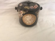 Bretby Pottery Art Black Painted Biscuit Barrel