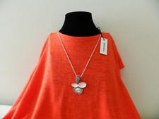 New ANNA NOVA Necklace With Pendant Silver Tone & Grey Mother Of Pearl
