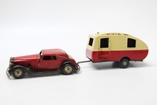 Tri-ang Minic Clockwork Tinplate '16M CARAVAN & RED VAUXHALL CABRIOLET'