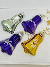 Krebs Germany Glass Bell Baubles Boxed X4  Vintage 1980s Tradition Range Z9EV