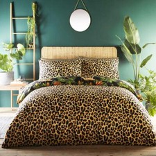 Leopard Print Duvet Set Quilt Cover Tropical Exotic Reversible Bedding 