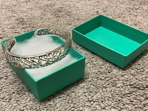 Silver scroll floral bangle - silver,