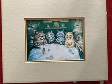 louis wain small cat print with border, showing cats drinking and smoking