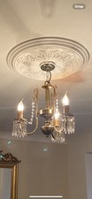 Elegant Vintage Brass 3 Tier Chandelier