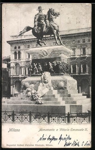 Postcard milano monumento a - postcard, milano,