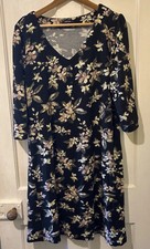 SAMYA DRESS UK 20 EU 48 FLORAL WARM MIX POLYESTER/ELASTANE 3/4 SLEEVE V NECK 