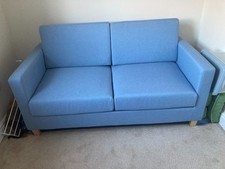 2 Seater Blue Fabric Sofa Bed