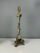Antique French Polished Brass Altar Table Lamp