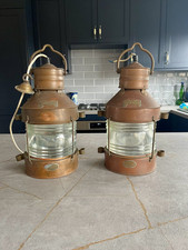 Set of 2 Vintage Ship's Boat Anchor Lights Copper Davey & Co London Ltd Maritime