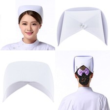 White Cotton Authentic Nurse Hat Starched Pre-formed Medical Surgery Staff Cap