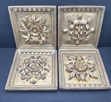 Vtg Plaster Floral Wall