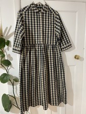 TOAST Navy Mic Crinkle Organic Cotton Dress M