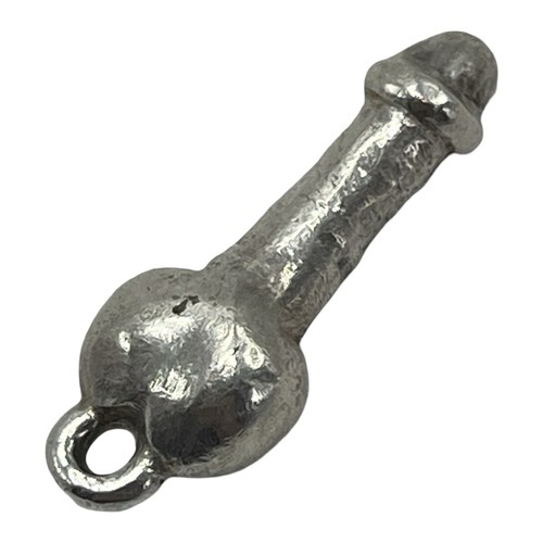 Silver phallus pendant charm - a,