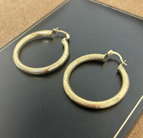 9ct gold patterned hoop - gf,