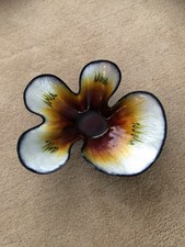 Vintage M Betourne Limoges Metal & Enamel Flower Bowl - Beautiful!