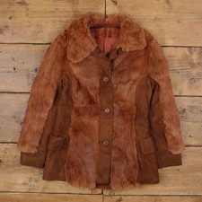 Vintage Suede Leather Jacket 70s S Womens Fur UK Made Hippie