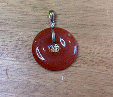 14 Carat Gold Red Jade Pendant NO RESERVE
