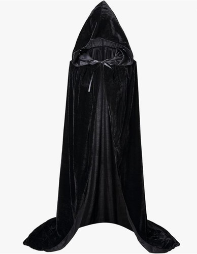 Velvet hooded robe cloak - hooded,