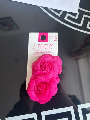 Pink rose hair - hair, clips