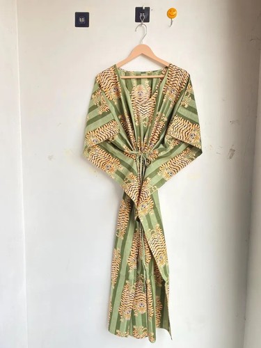 Green tiger kaftan indian - green,