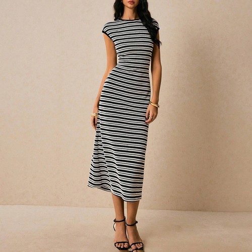 Women knit stripe midi - knit,