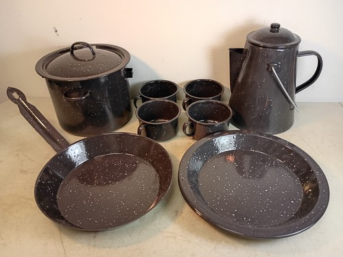 Vtg piece black speckled - vtg.,