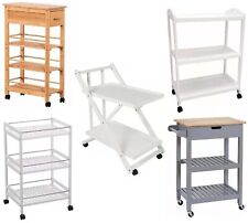 2/3/4 Tier Bamboo Wooden Kitchen Cart Island Food Serving Trolley Rolling Wheels