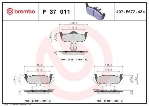 Brembo 011 brake pad set - p,