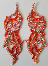 Small Pair Orange Diamante Headpiece Applique for Freestyle Dance Lyrical Dance