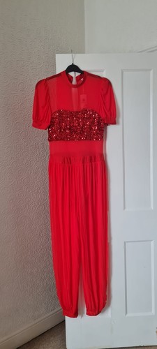 Womens red sequin jumpsuit - sequin,