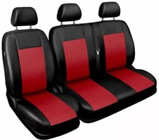 Van seat covers comfort fit Volkswagen Transporter T4 leatherette black - red