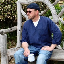 Vintage Cotton Artist Smock Navy Blue - M/L