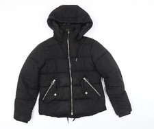 Topshop Womens Black Puffer Jacket Size 8 Zip