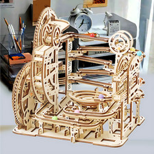 3D Wooden Puzzle Marble Run Kit – Mechanical Model Building Toy for Kids Adults