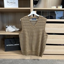 Polo Ralph Lauren Mens Fair Isle Vest Waistcoat Jumper Size M Brown Pattern Knit