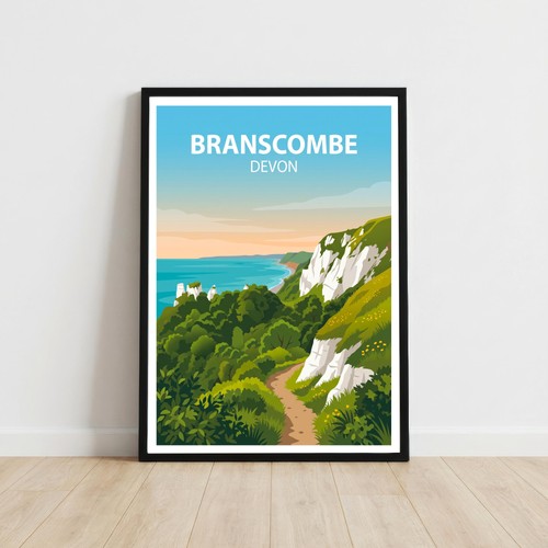Branscombe devon travel poster - devon,