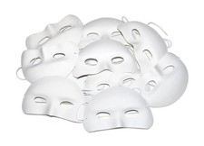 12 Half Face Mask for Crafts White – Paint & Decorate for Kids, School & Parties