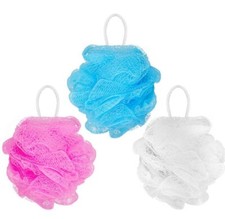 3x Soft Loofah Sponge Pouf