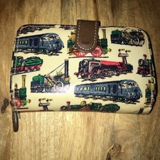 Fab Cath Kidston Vintage Trains Print Large Purse Wallet - Cards, Notes, Coins