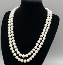 Vintage double strand freshwater baroque pearl necklace 46cm tube slide clasp