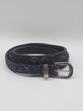 Multi-coloured Sparkly Leather Effect Skinny Ladies Belt 30"-34" Jeans