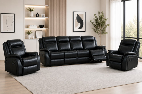 Black leather gel - 4, seater