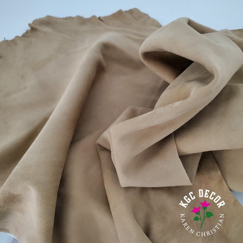 Beige goat suede skin - suede, natural